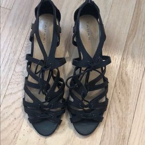 Tahari Lace Up Kitten Heels